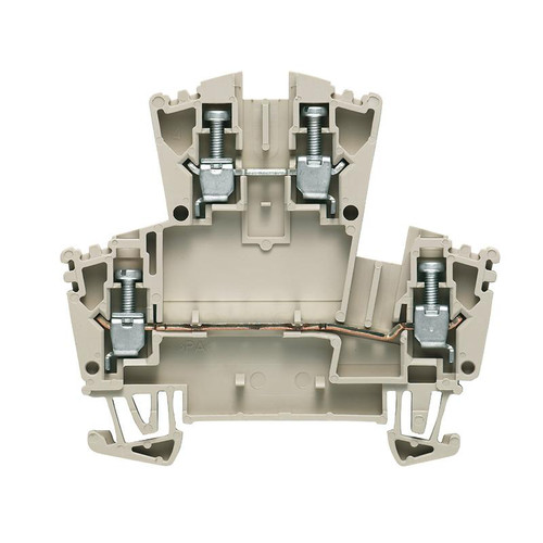 Weidmuller WDK 2.5 ZQV Double-Level Feed-Through Terminal Block, 400V, 24A, Screw Connection, Beige, TS 35