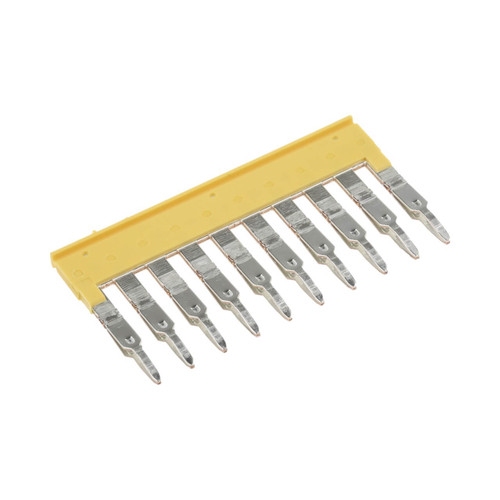 Weidmuller ZQV 2.5/10 Cross-Connector for Terminal Blocks, 10 Pole, 2.5mm², 24A, Yellow, Plug-In Connection
