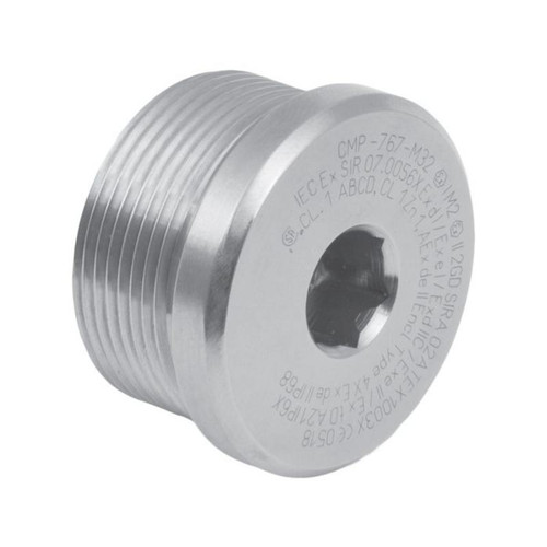 CMP 767 Hazardous Dome Stopper Plug, M40, Nickel Plated Brass