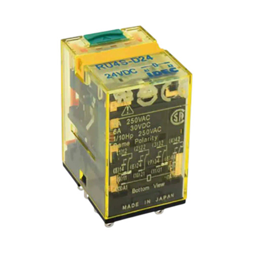 IDEC RU4S Universal Relay, 4PDT, 6A, 24V AC Coil, Plug-In, LED Indicator, Latching Lever