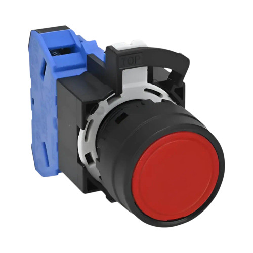 IDEC HW Non-Illuminated Pushbutton Switch, 22mm, Momentary, Flush Round, 1NO, Red