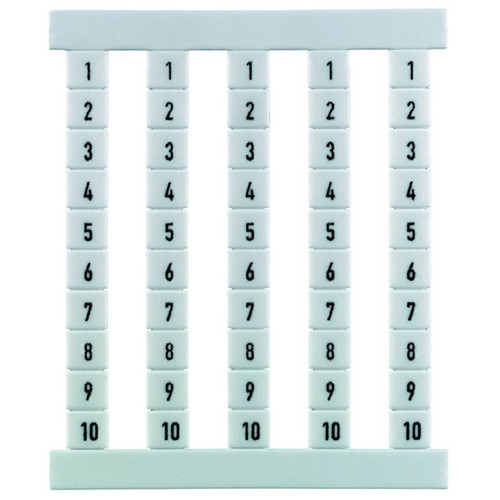 Weidmuller DEK 5 FS Terminal Marker, 5x5mm, White, Snap-On for Terminal Blocks, Numbered 51-100, Vertical