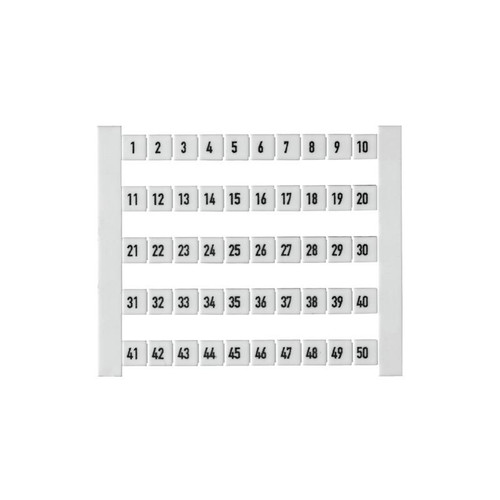 Weidmuller DEK 6 FS Terminal Marker, 5x6mm, White, Snap-On for Terminal Blocks, Numbered 51-100, Vertical