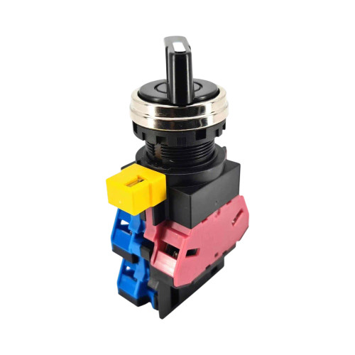 Idec HW4S Selector Switch, 22mm, 3-Position, Maintained, 2NO 1NC, Metal Bezel, J Cam