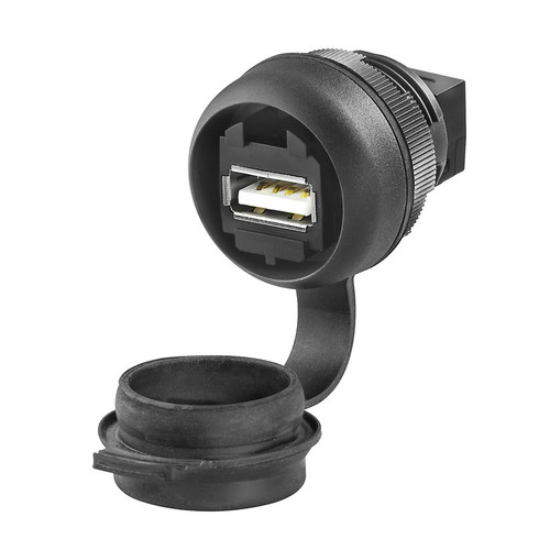 Weidmuller IE-FCM-USB-A USB Coupling, USB Type A to USB Type A, USB 2.0, IP65, Black, 22mm Cutout