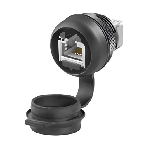 Weidmuller IE-FCM-RJ45-C FrontCom Micro RJ45 Coupler, Cat.6A, Shielded, IP65, 22mm, Black