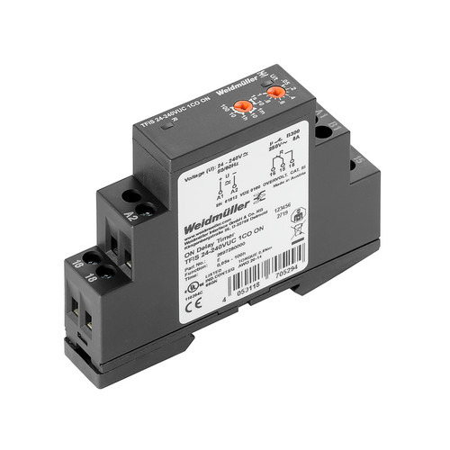 Weidmuller TFIS On-Delay Timing Relay, 24-240V AC/DC Input, 250V AC/6A Output, 1 Changeover Contact, with LED