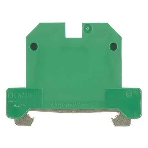 Weidmuller EK 4/35 Earth Terminal Block, 4mm², 800V, Screw Connection, Green/Yellow, DIN Rail TS 35