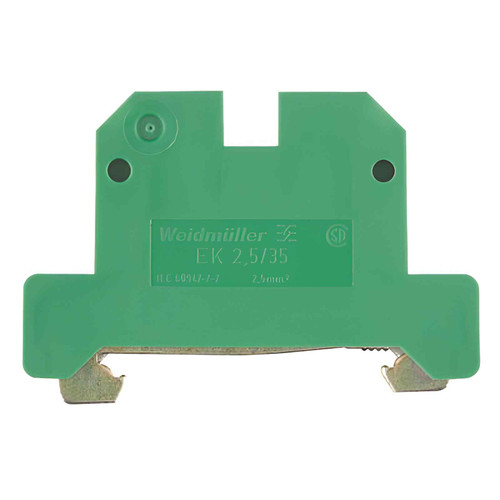 Weidmuller EK 2.5/35 Earth Terminal Block, 2.5mm², 800V, Screw Connection, Yellow/Green, DIN Rail TS 35