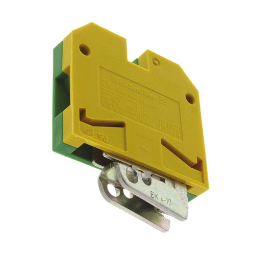 Weidmuller EK 4 Protective Earth Terminal Block, 4mm², 800V, Screw Connection, Green/Yellow, DIN Rail TS 32