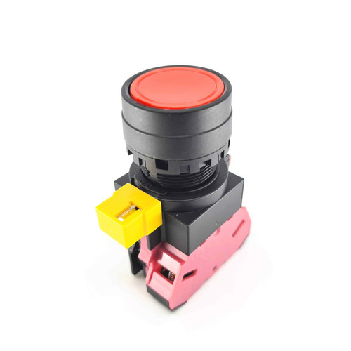 IDEC HW1B 22mm Flush Pushbutton, Red, Momentary, 1NC Contact, Plastic Bezel