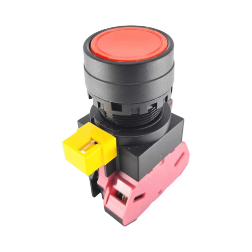 IDEC HW1B 22mm Flush Pushbutton, Red, Momentary, 1NC Contact, Plastic Bezel