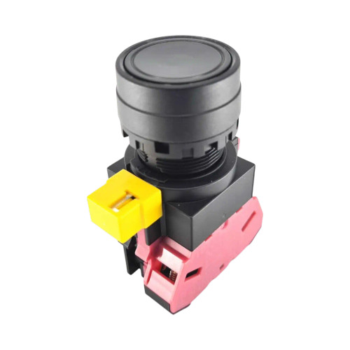 IDEC HW1B 22mm Flush Pushbutton, Black, Momentary, 1NC Contact, Plastic Bezel