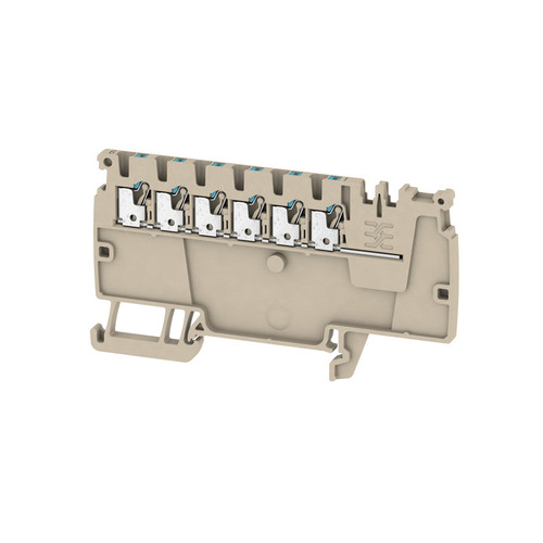 Weidmuller AAP11 1.5 LI BL Distribution Terminal Block, 1.5mm², 500V, 17.5A, 6 Connections, Push-In, Beige