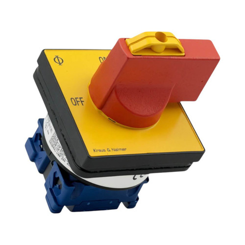 Kraus & Naimer CH16B A290 Isolation Cam Switch, 25A, 1 Pole, 2 Positions with Red/Yellow Lockable Handle
