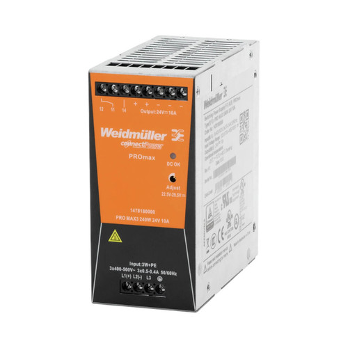 Weidmuller PROmax Three-Phase Switch-Mode Power Supply, 240W, 24V DC, 10A