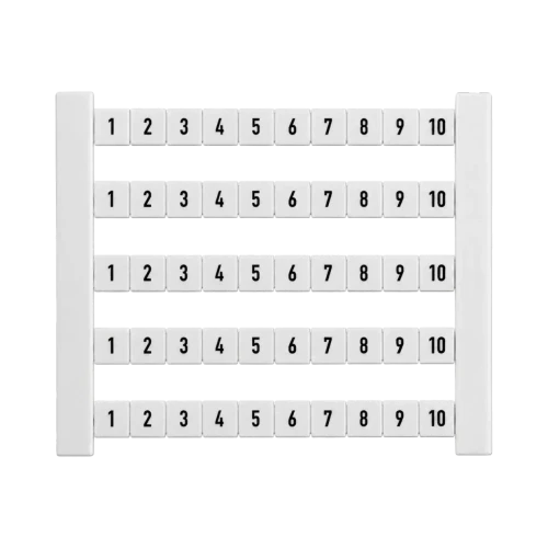 Weidmuller DEK 6.5 FWZ Dekafix Terminal Marker, 5 x 6.5mm, Printed 1 to 10, Horizontal, White