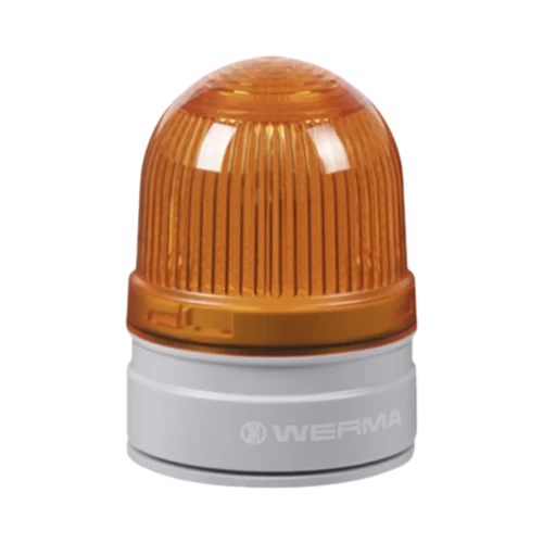 WERMA D62 LED Permanent/Flashing Signal Light, Yellow, 24V DC, Ø 62mm, IP66