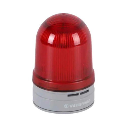 WERMA D85 LED Rotating/Flashing/Blinking Beacon with Sounder, Red, 24V DC, 97dB, 3 Tone