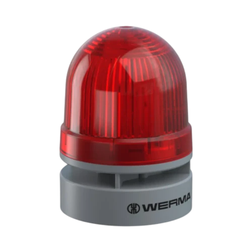 WERMA Combo Signal Beacon, Permanent/Flash, 10-Tone Siren, 110 dB, 24V AC/DC, Red