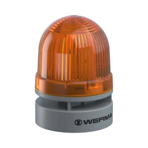 WERMA Combo Signal Beacon, Permanent/Flash, 10-Tone Siren, 110 dB, 24V AC/DC, Yellow