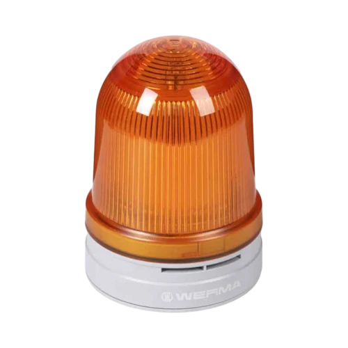 WERMA D120 LED Signal Beacon with Sounder, Permanent/Flash/Blink/Rotating, 24V DC, Yellow