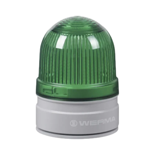 WERMA D62 LED Signal Beacon, Permanent/Flash, 24V DC, Green, Base Mount, IP66