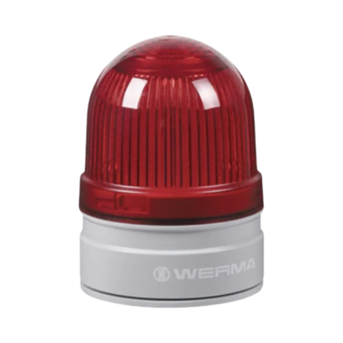 WERMA D62 LED Signal Beacon, Permanent/Flash, 24V DC, Red, Base Mount