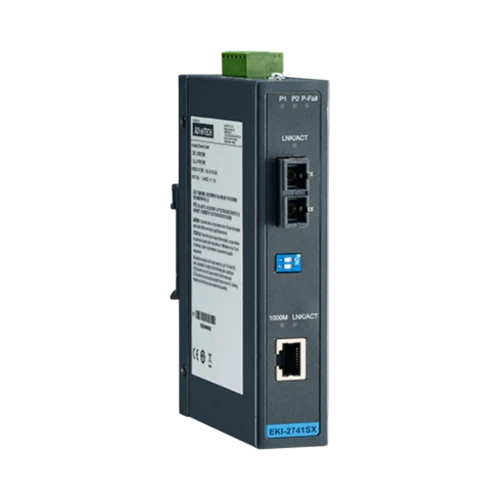 Advantech EKI-2741SX Industrial GbE to 1000Base-SX Media Converter, Multimode SC, 850nm, 550m