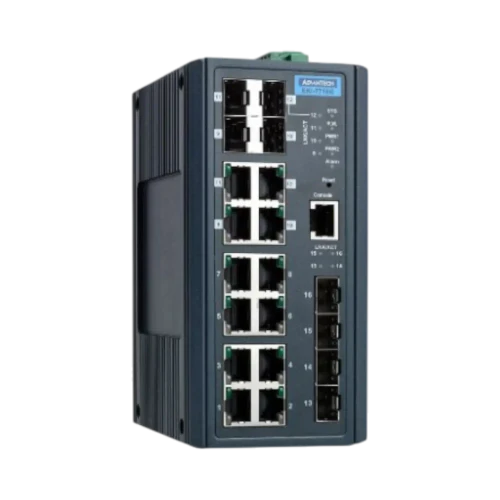 Advantech EKI-7716G-4F4CI Managed Ethernet Switch, 8GE + 4SFP + 4G Combo, 12-48V DC