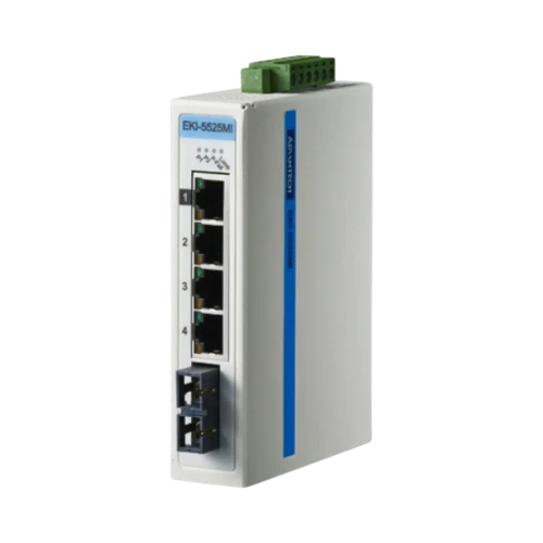 Advantech EKI-5525MI 4-Port FE + 1-Port 100FX Multimode Unmanaged Ethernet Switch, Modbus/TCP & SNMP