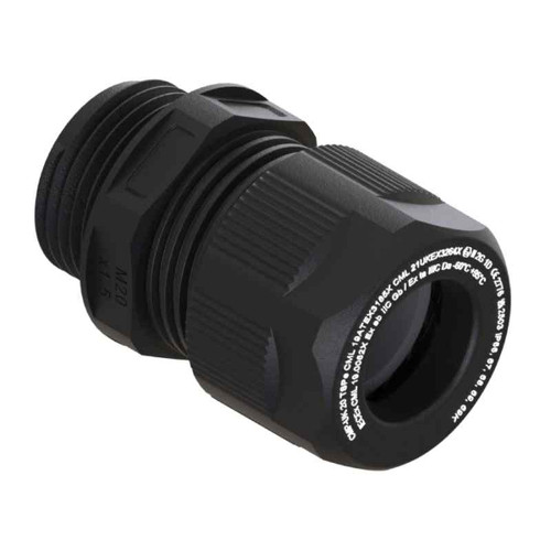 CMP TSPe train Relief Cable Gland, M25 Long Thread, Plastic, Cable OD 9.0-18mm, Ex Rated
