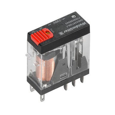 Produktbild von WEIDMÜLLER Relais DRM-2C – 230V AC, DPDT, 10A/250V, Sockelmontage, Industriequalität, IP20, -40 Bis +60°C