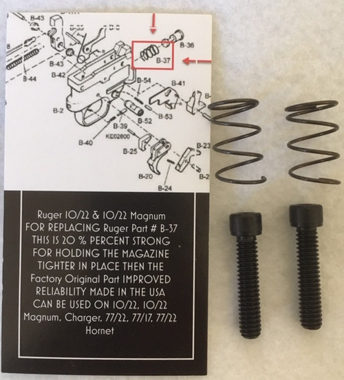 Ruger 10/22 Magazine Release spring 20% stronger 2pk w/bonus stock screw