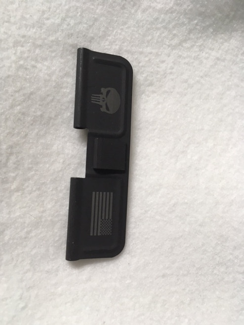PUNISHER WITH USA FLAG Ejection Port Cover AR 15 DUST DOOR