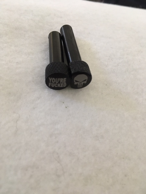 PUNISHER/YOUR FUCKED  LOGO  EXTEND TAKEDOWN PINS  AR 15