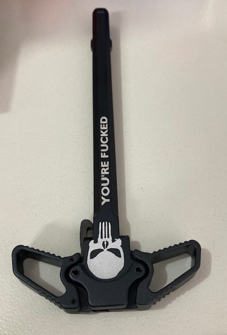 PUNISHER YOUR FUCKED  AMBI LATCH CHARGING HANDLE AR 15 PUNISHER YOUR FUCKED  AMBI LATCH CHARGING HANDLE AR 15