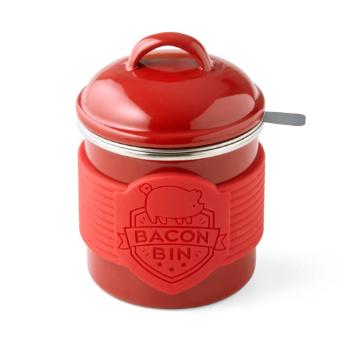 Metal Bacon Bin Grease Holder- Red