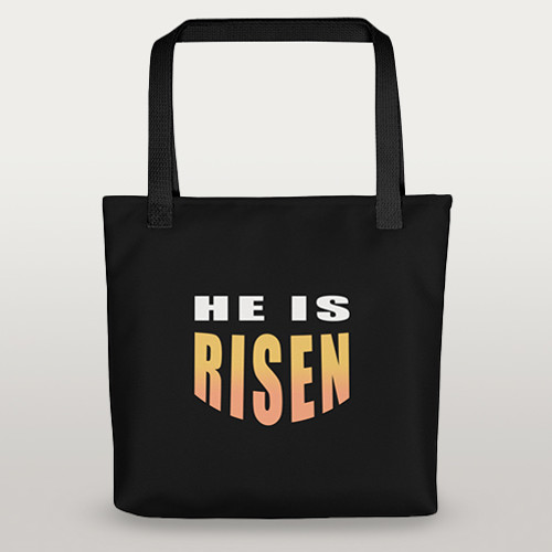 He Is Risen, Tote, bag, TBN, Black shopping bag, front