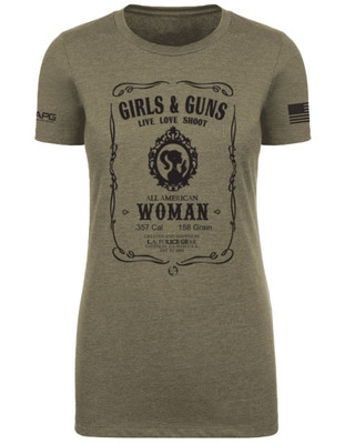 LA Police Gear Women's Girls & Guns T-Shirt - Green - Front
