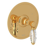 Pressure Balance Trim without Diverter - Italian Brass with Crystal Metal Lever Handle | Model Number: A1410LCIB - Product Knockout