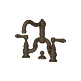 Acqui Deck Mount Bridge Bathroom Faucet - Tuscan Brass with Metal Lever Handle | Model Number: A1419LMTCB-2 - Product Knockout