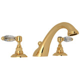 DISCONTINUED-Viaggio 3-Hole Deck Mount C-Spout Tub Filler - Italian Brass with Crystal Metal Lever Handle | Model Number: A1454LCIB - Product Knockout