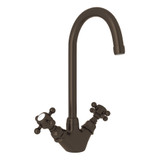 DISCONTINUED-San Julio Single Hole C-Spout Bar and Food Prep Faucet - Tuscan Brass with Cross Handle | Model Number: A1467XMTCB-2 - Product Knockout