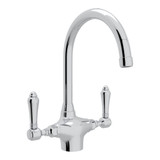 DISCONTINUED-San Julio Single Hole C-Spout Kitchen Faucet - Polished Chrome with Metal Lever Handle | Model Number: A1676LMAPC-2 - Product Knockout
