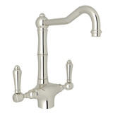 DISCONTINUED-Acqui Single Hole Column Spout Kitchen Faucet - Polished Nickel with Metal Lever Handle | Model Number: A1679LMPN-2 - Product Knockout