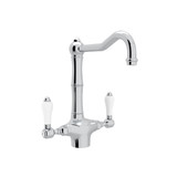 DISCONTINUED-Acqui Single Hole Column Spout Kitchen Faucet - Polished Chrome with White Porcelain Lever Handle | Model Number: A1679LPAPC-2 - Product Knockout
