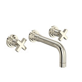 Lombardia Wall Mount Widespread Bathroom Faucet - Polished Nickel with Cross Handle | Model Number: A2207XMPNTO-2 - Product Knockout