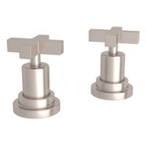 DISCONTINUED-Lombardia Set of Hot and Cold 1/2 Inch Sidevalves - Satin Nickel with Cross Handle | Model Number: A2211XMSTN - Product Knockout