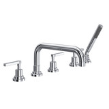 Lombardia 5-Hole Deck Mount Tub Filler with U-Spout - Polished Chrome with Metal Lever Handle | Model Number: A2224LMAPC - Product Knockout